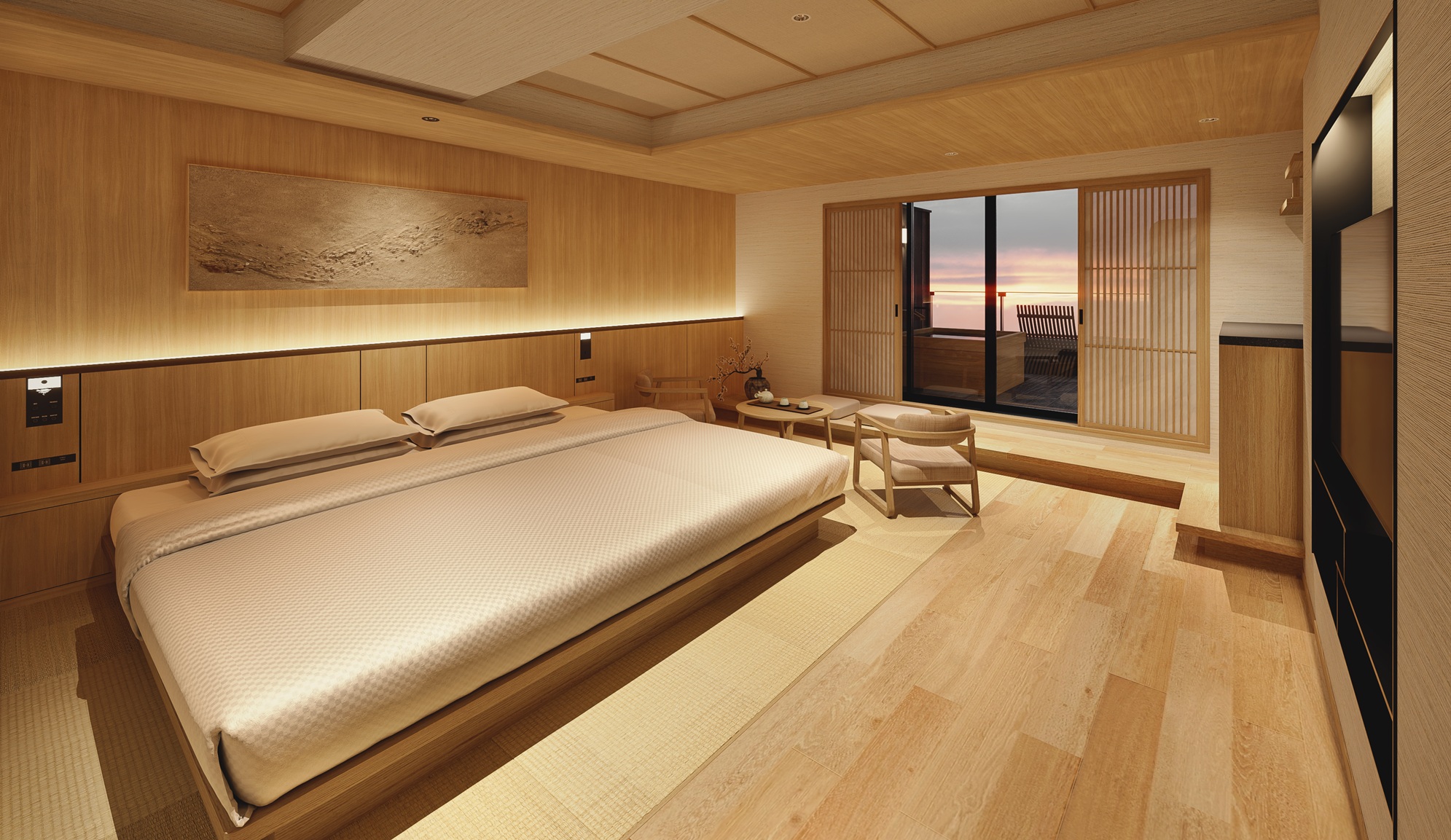 【客室】温泉かけ流し檜露天風呂付和洋室ダブル＜46平米＞ ※写真はイメージです