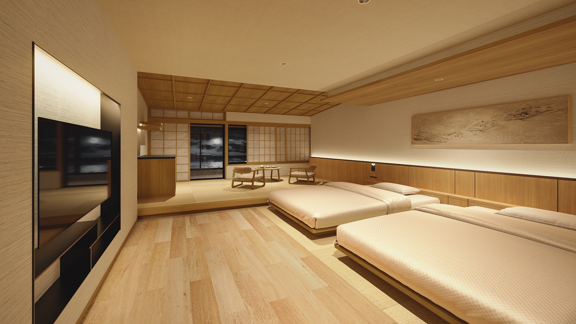 【客室】温泉かけ流し半露天風呂付和洋室ツイン＜58～59平米＞※写真はイメージです