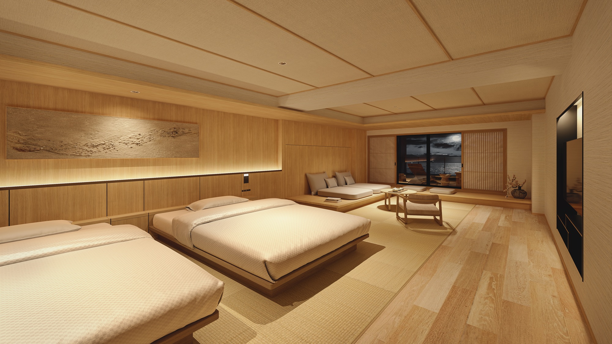 【客室】温泉かけ流し檜露天風呂付和洋室ツイン＜58～62平米＞