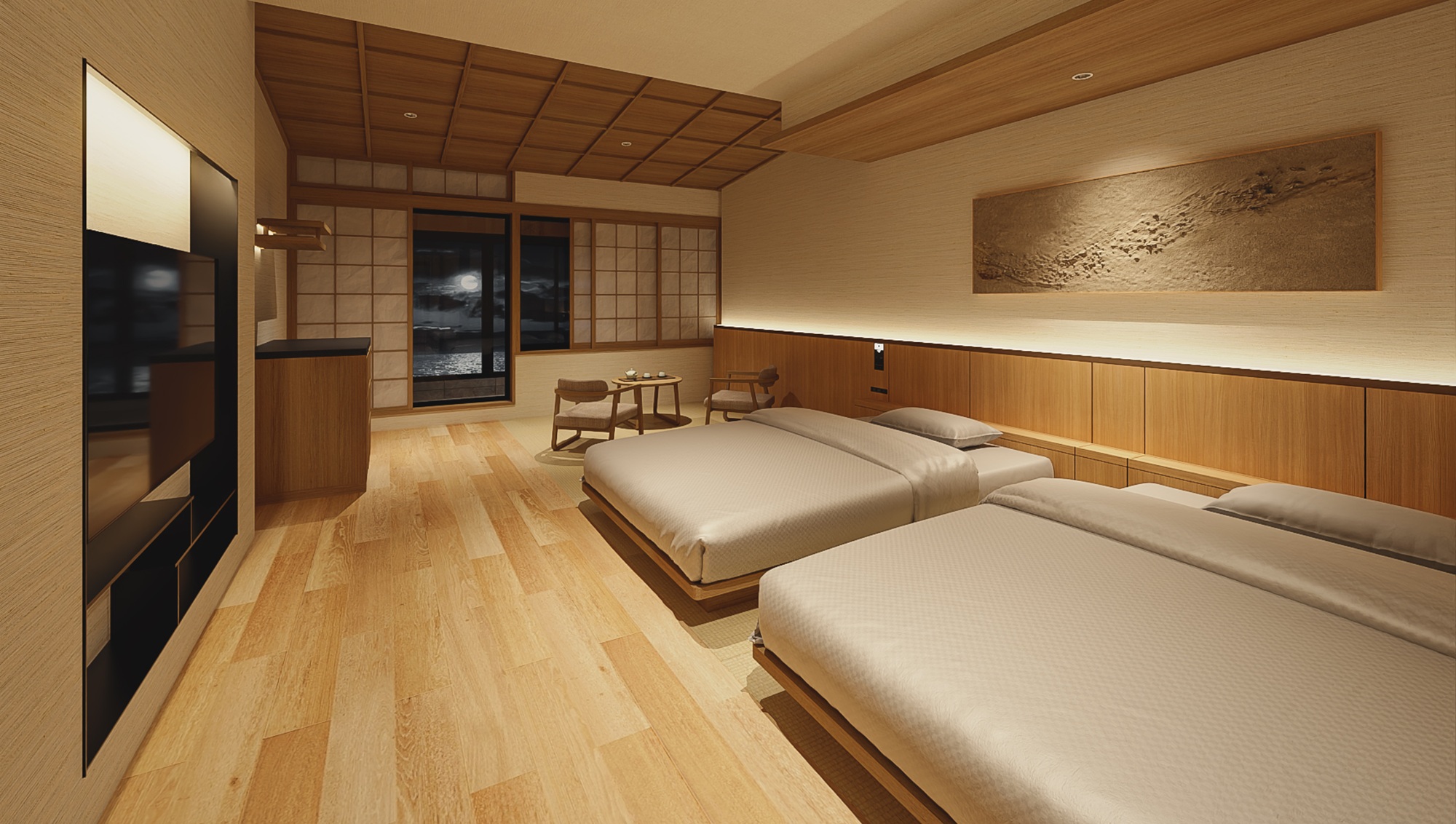 【客室】温泉かけ流し半露天風呂付和洋室ツイン＜41平米＞※写真はイメージです