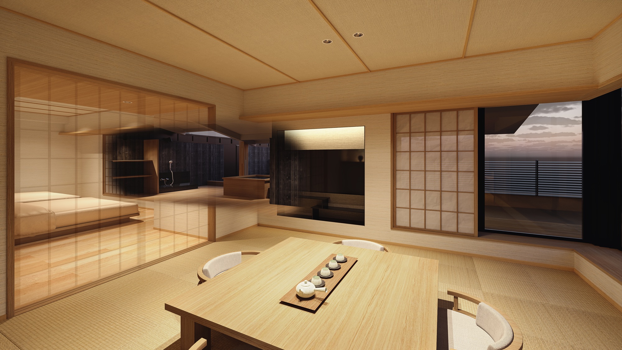 【客室】温泉かけ流し檜露天風呂付コーナースイート＜69平米＞※写真はイメージです