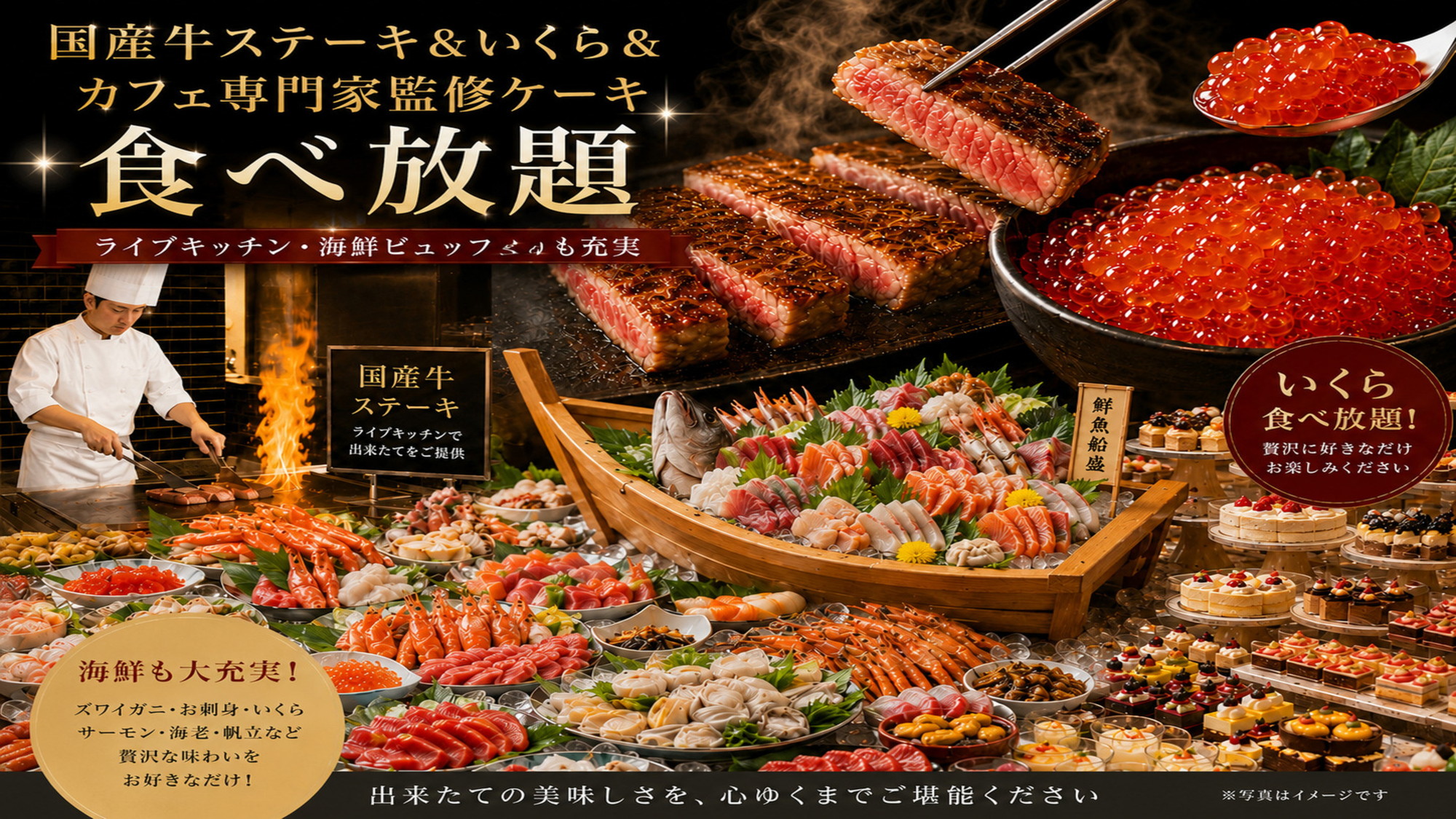 『夕食ビュッフェ』※隣接する施設のご利用になります。
