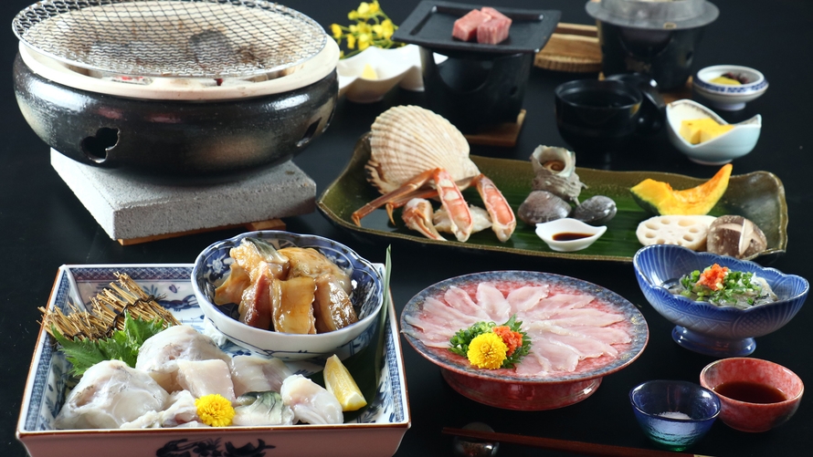 テッサ付き「敦賀ふぐ」を2種の炭火焼きで楽しむ♪地元の特選品でご満悦！炭火焼懐石≪敦賀ふぐプラン≫
