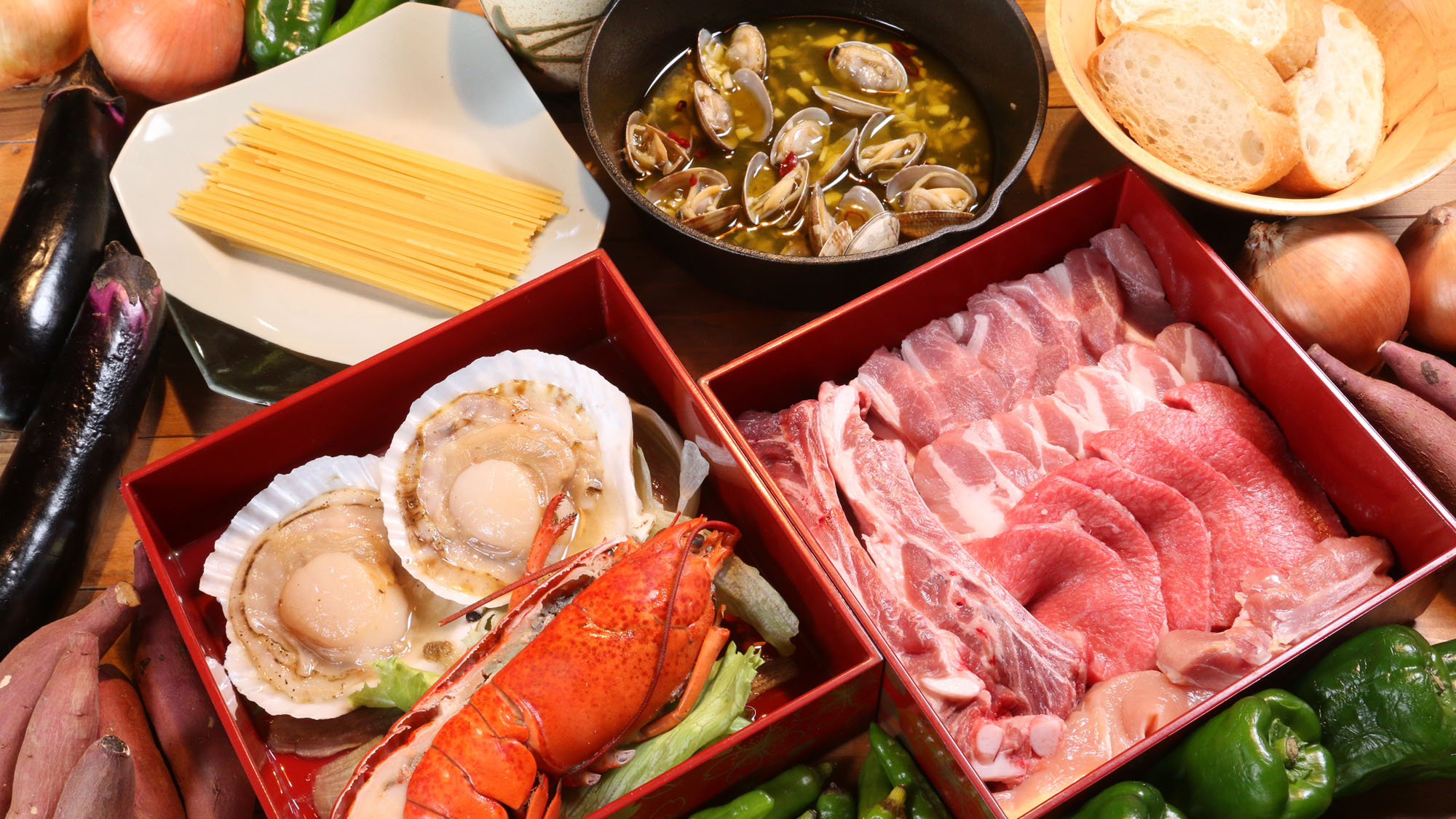 夕食◆BBQとアヒージョ（一例）*