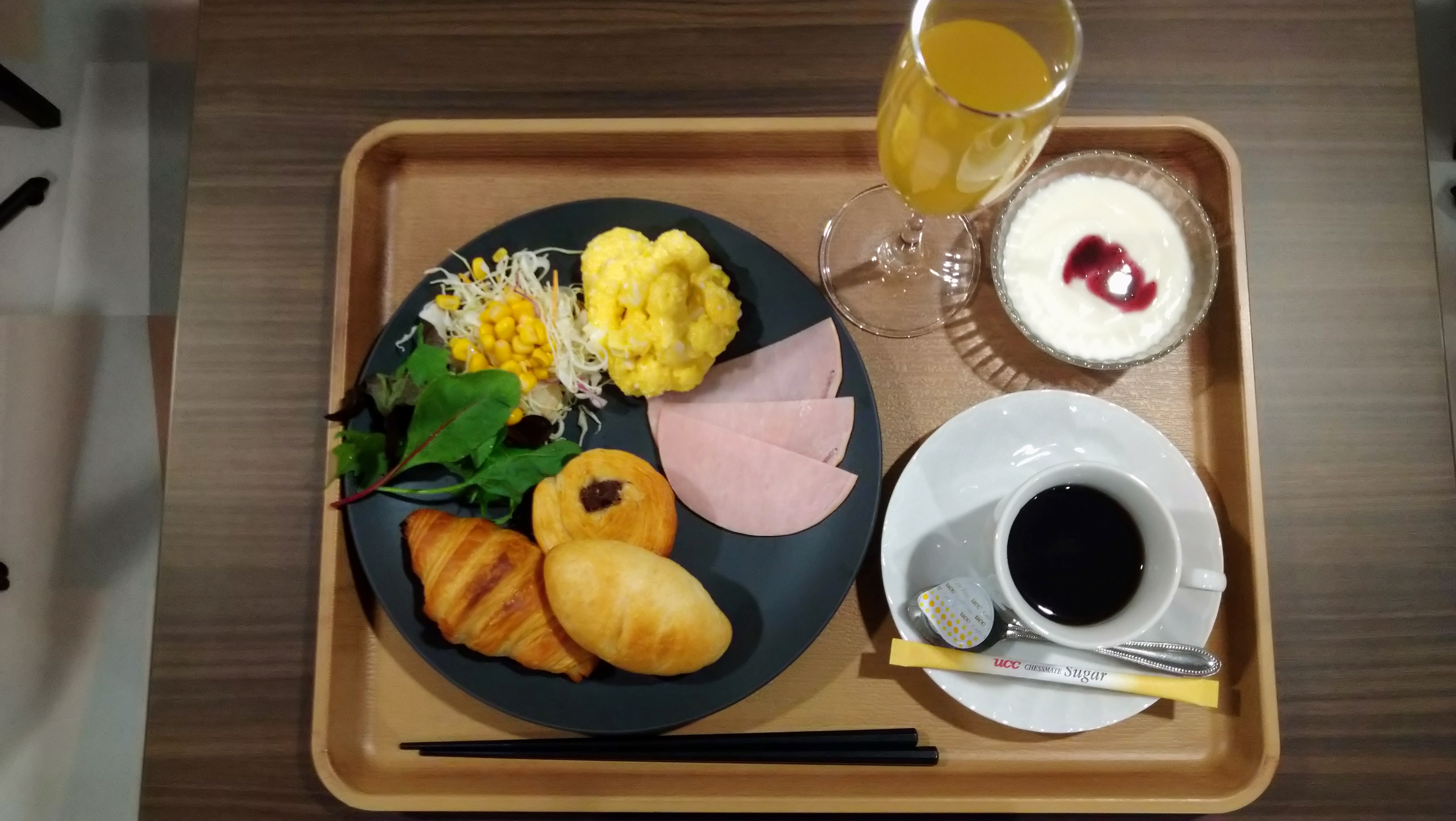 朝食セット。サウナ後にお召し上がり下さい。