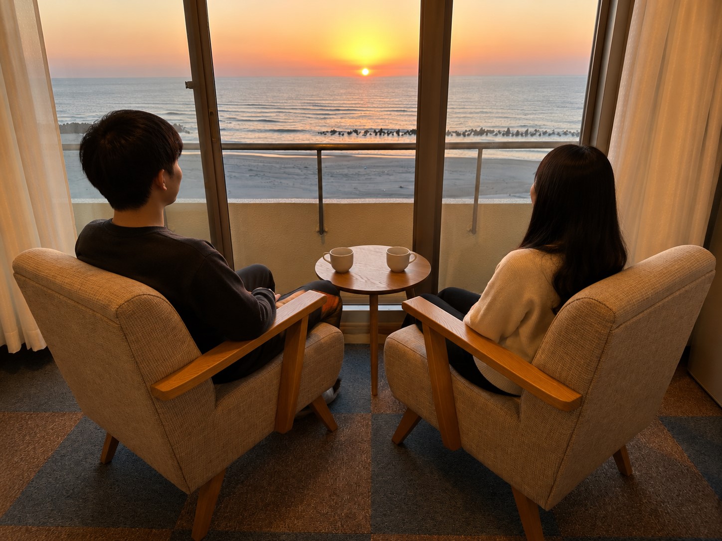 とっても綺麗な夕日が見れる事があります。