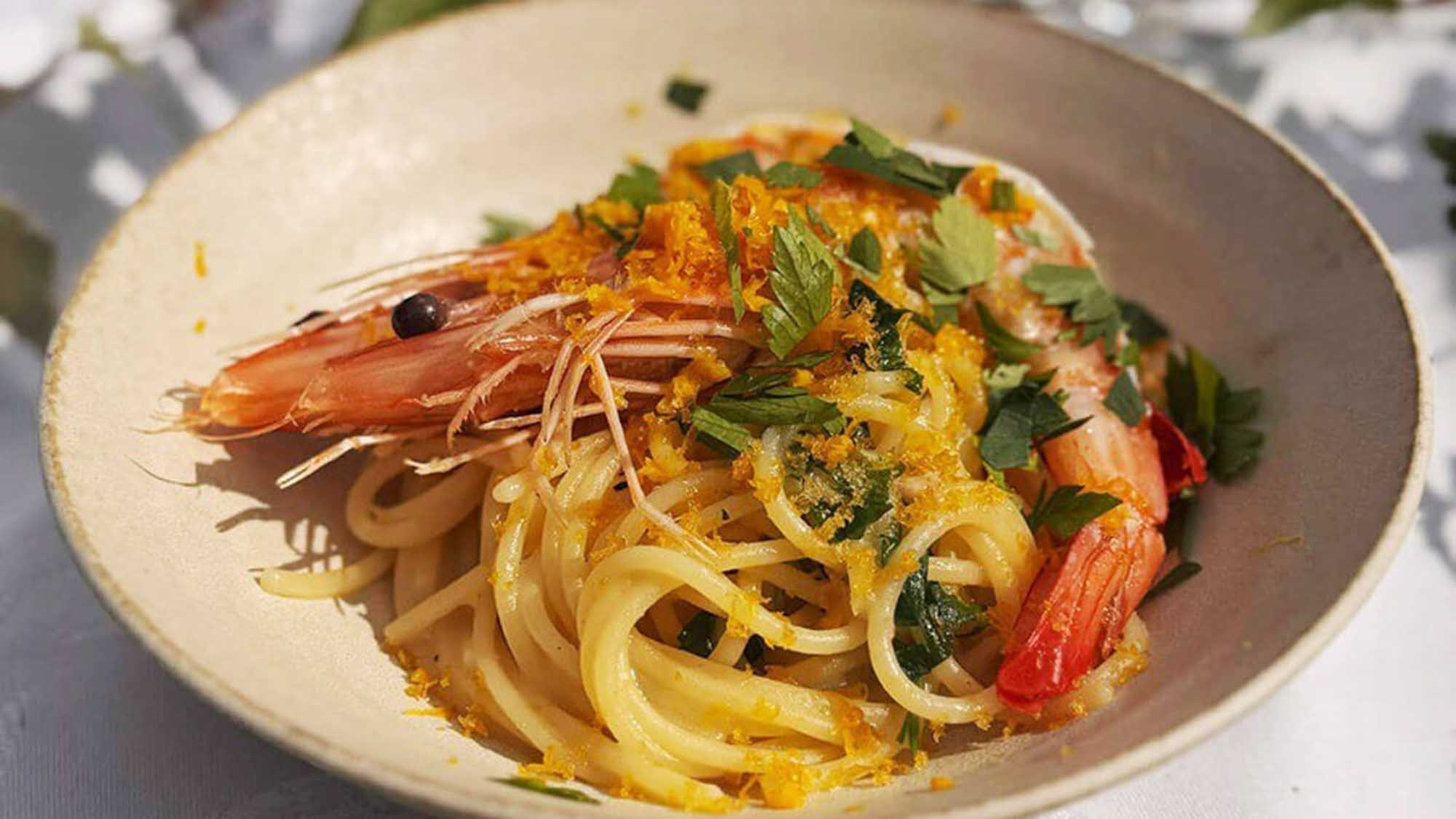 パスタ　エビとカラスミの柚和え（スペシャルコース）