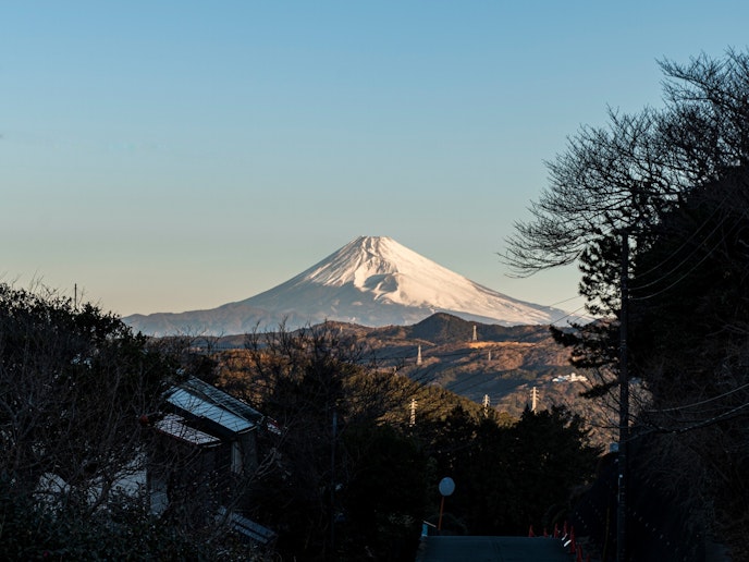 晴れている日は、ウッドデッキから富士山を見ることができます