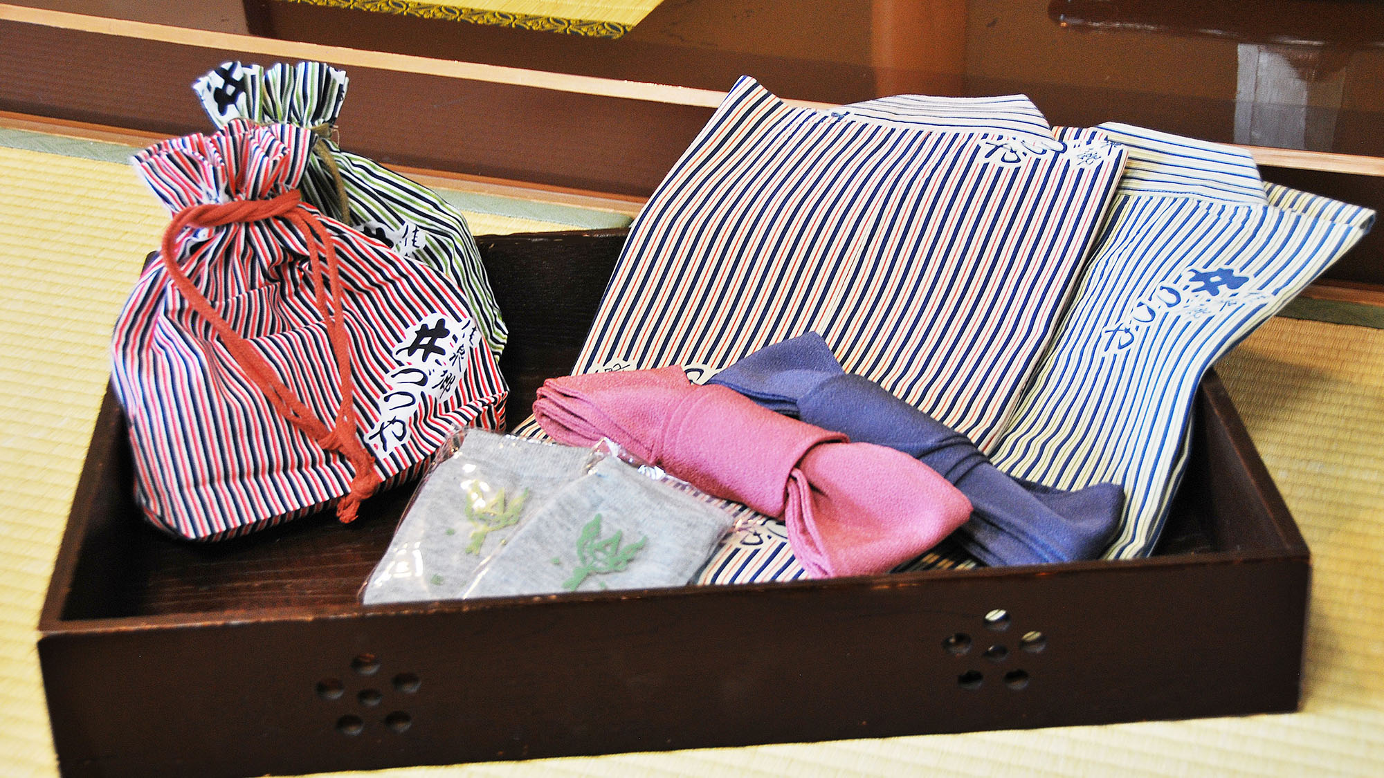 お部屋の巾着、浴衣