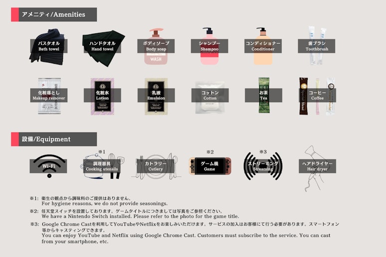 ご提供アメニティです。