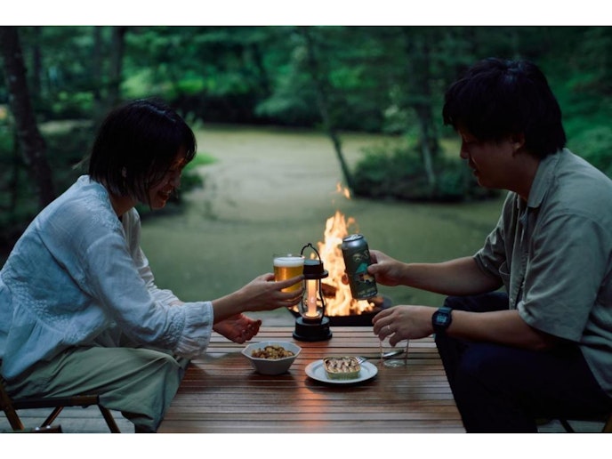 池、焚き火、そしてビール。