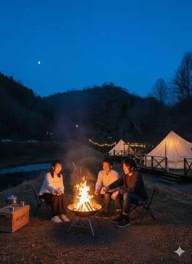 フリースペースで焚き火や花火が楽しめます。