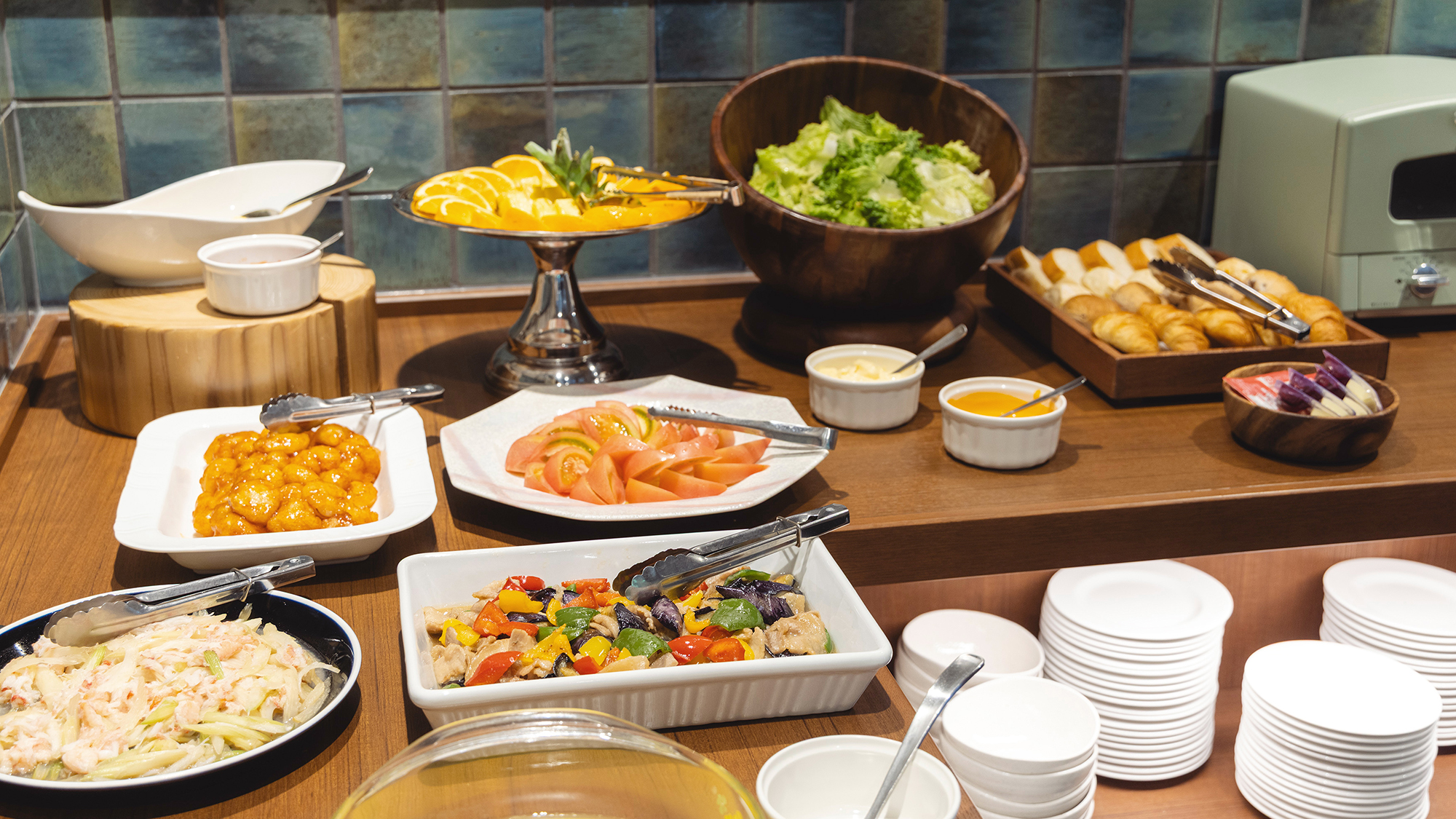 【ご朝食-ハーフビュッフェ】和食派のみならず洋食派の方にも◎「手作り」にこだわったラインナップを