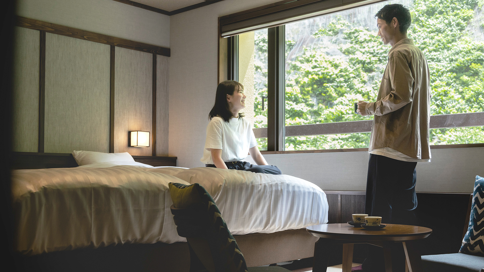 【半露天風呂付特別和洋室】かけ流し温泉とともにプライベート感あふれるワンランク上の滞在を。