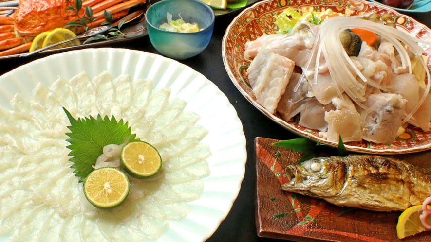 日本海の美味しを同時に楽しむ　かにふぐコース