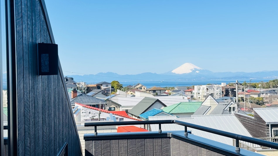 ベランダから富士山を一望