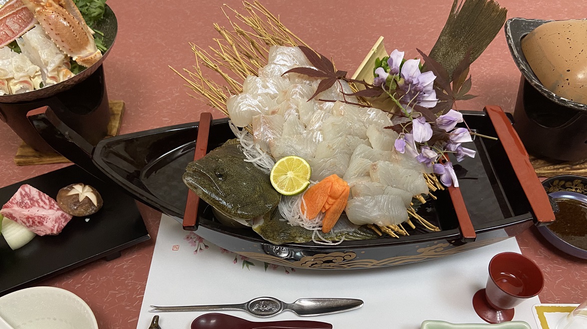 【県魚 ひらめ】鳥取県の県魚ヒラメ姿造りと鳥取和牛会席プラン♪♪