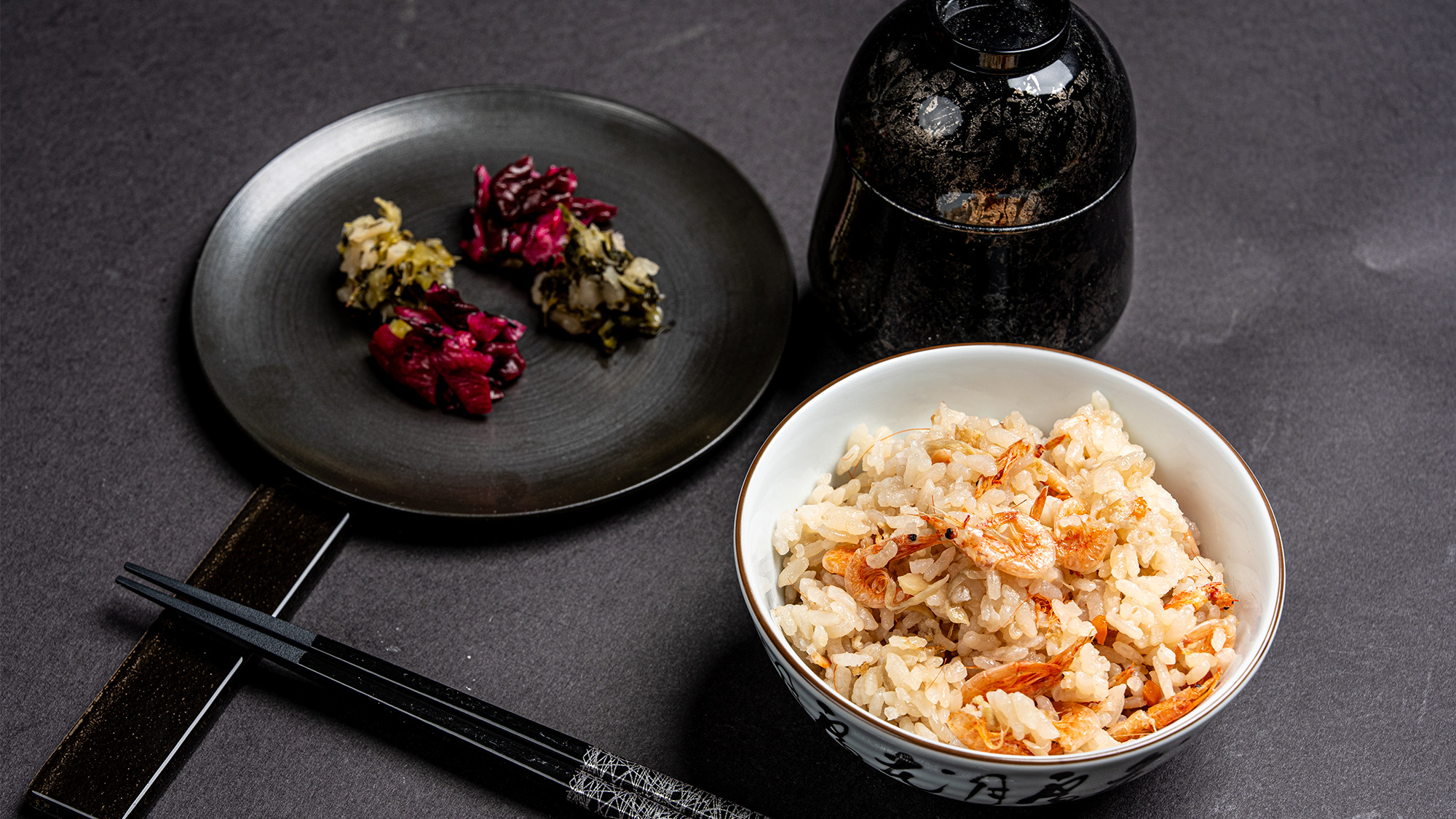 新生姜と駿河湾桜海老の御飯、止椀