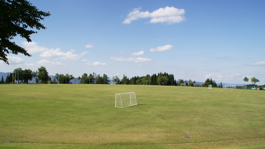 【グラウンド】地面は全て天然芝！サッカー、ソフト、ゲートボールなど様々なスポーツにご利用可能。