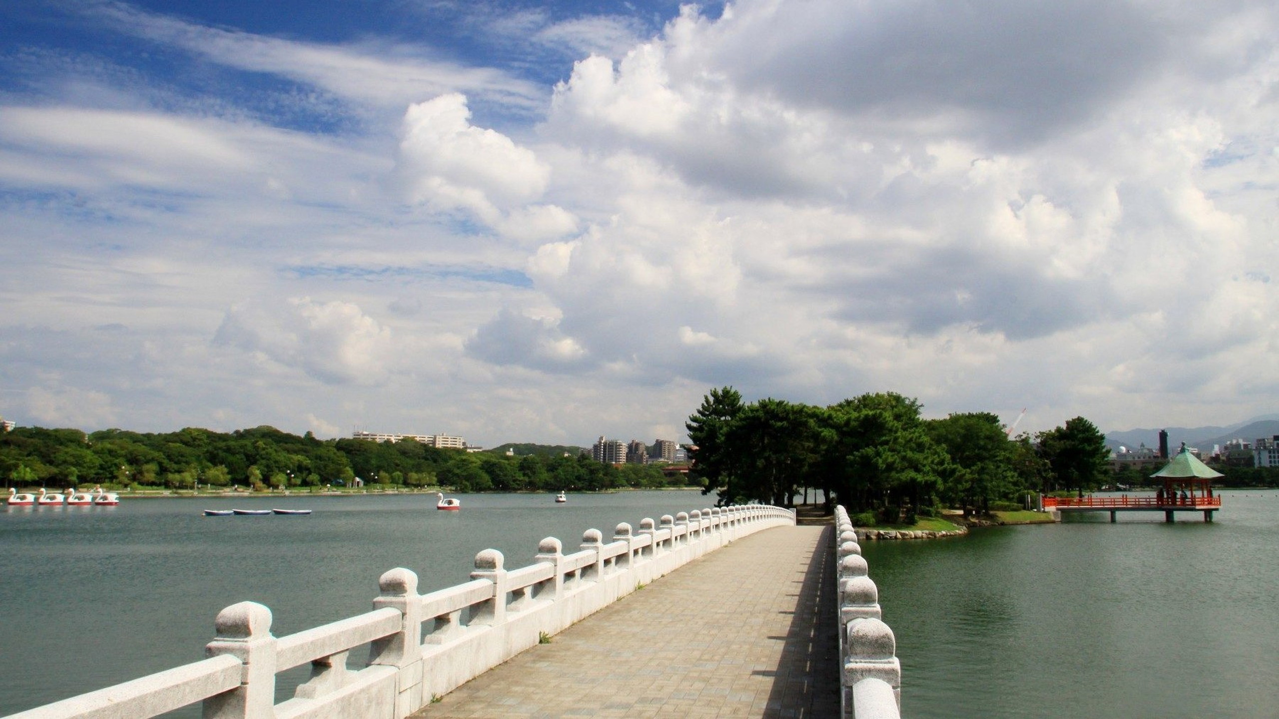 青空うつす、美しい水面。大濠公園