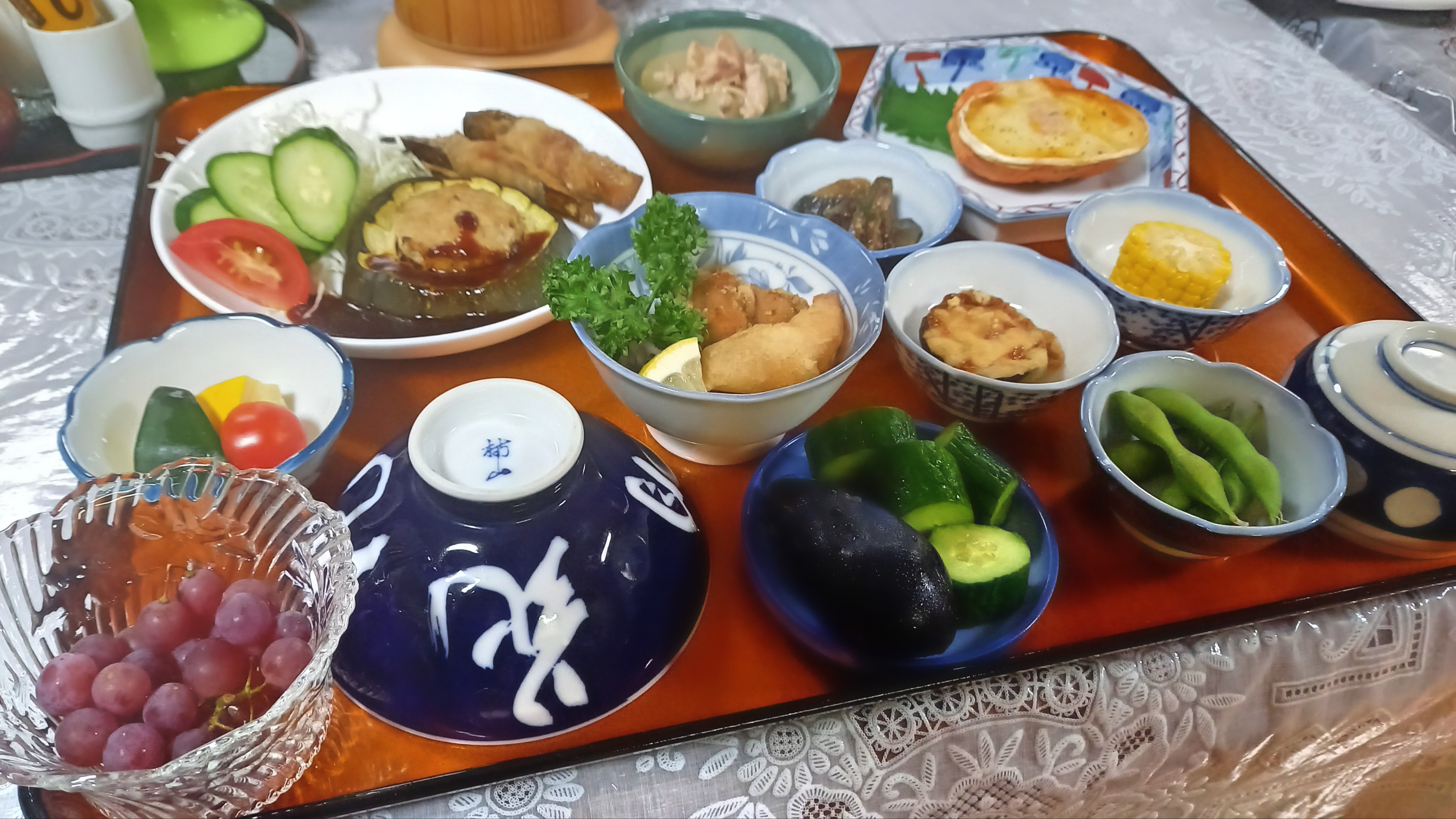 夏の夕食例　ズッキーニのハンバーク