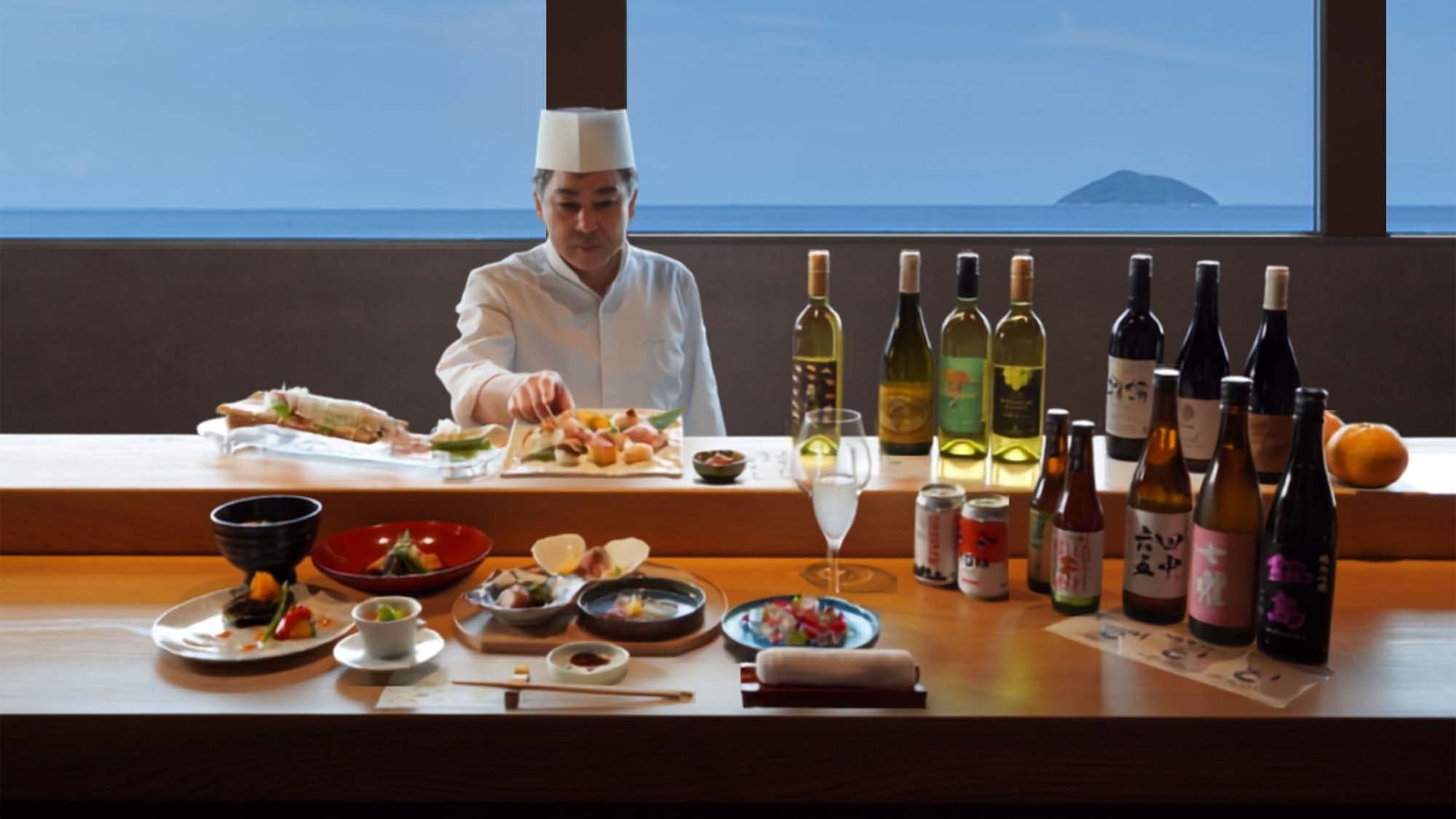 【鮨-SUSHI-】海の見えるカウンター席＜19:00〜＞食を旅する オールインクルーシブ／4組限定