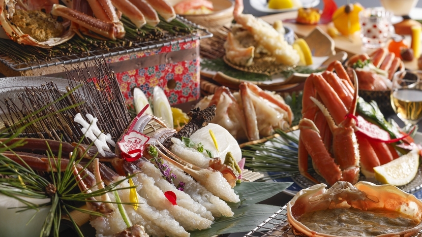 【最高級！タグ付活松葉蟹2杯相当◇雅の膳】かに刺し、焼き蟹、茹で蟹、天婦羅など食べ尽くし♪