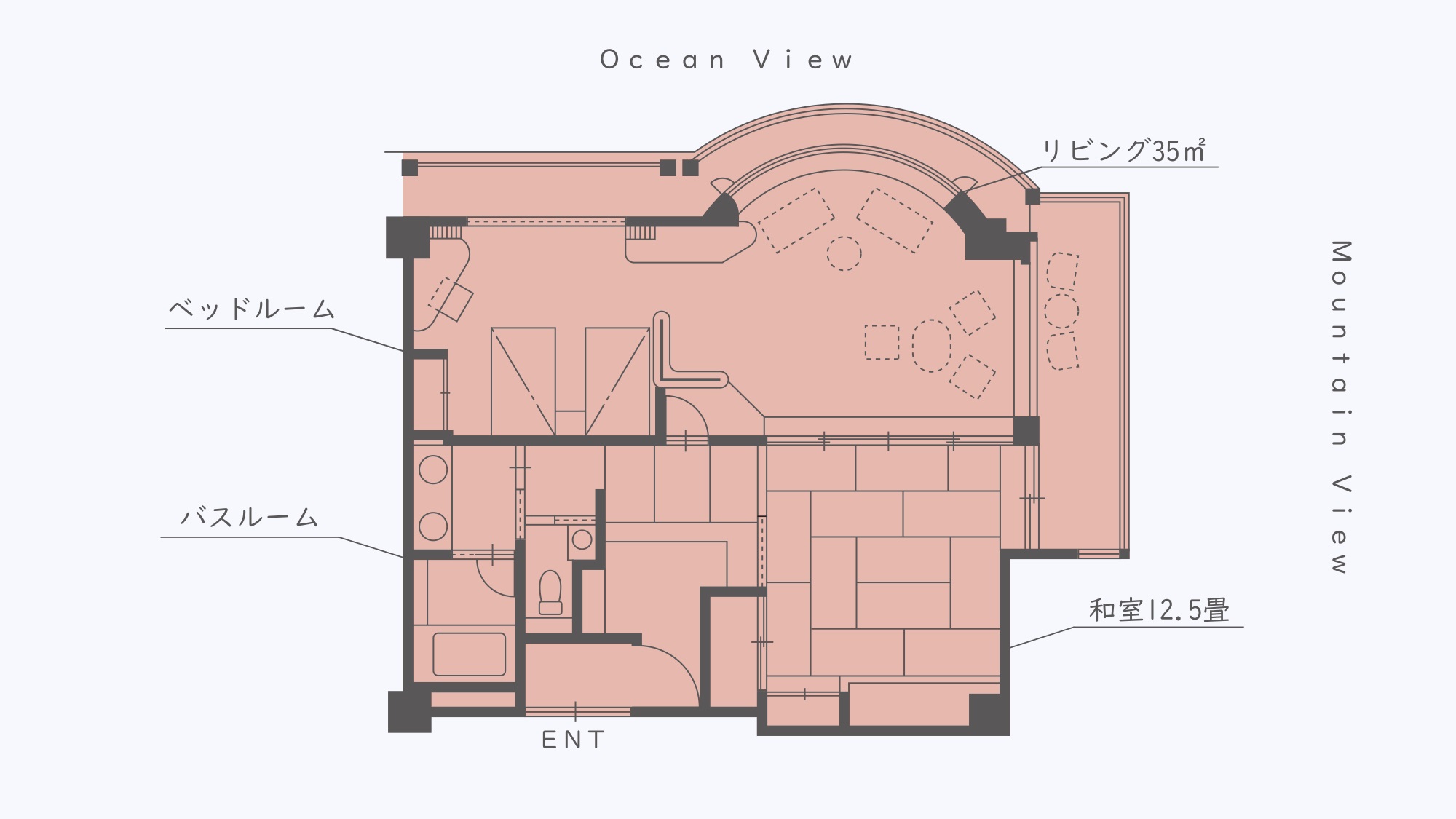 【最上階オーシャンビュー特別室】和室12.5畳＋ツイン＋リビング　102㎡