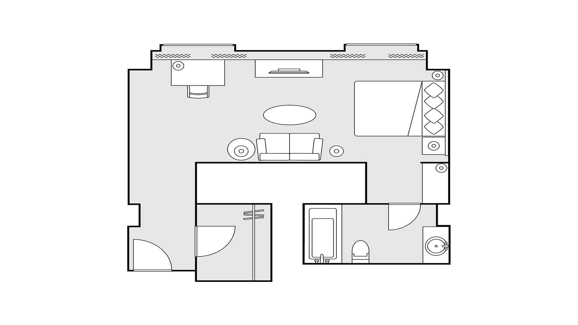 デラックスダブル 43平米 間取り図