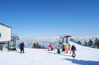 かぐらメインゲレンデ山頂に着きました。これから楽しさが始まります。