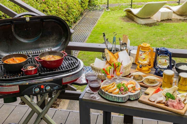 【手ぶらでBBQ】夕食は専用テラスでBBQ！ 1泊3食飲み放題プラン