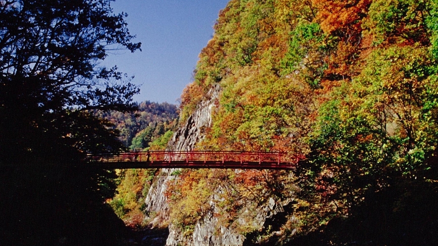 二見つり橋〜色とりどりの四季を楽しめる、定山渓温泉街人気の撮影スポットです