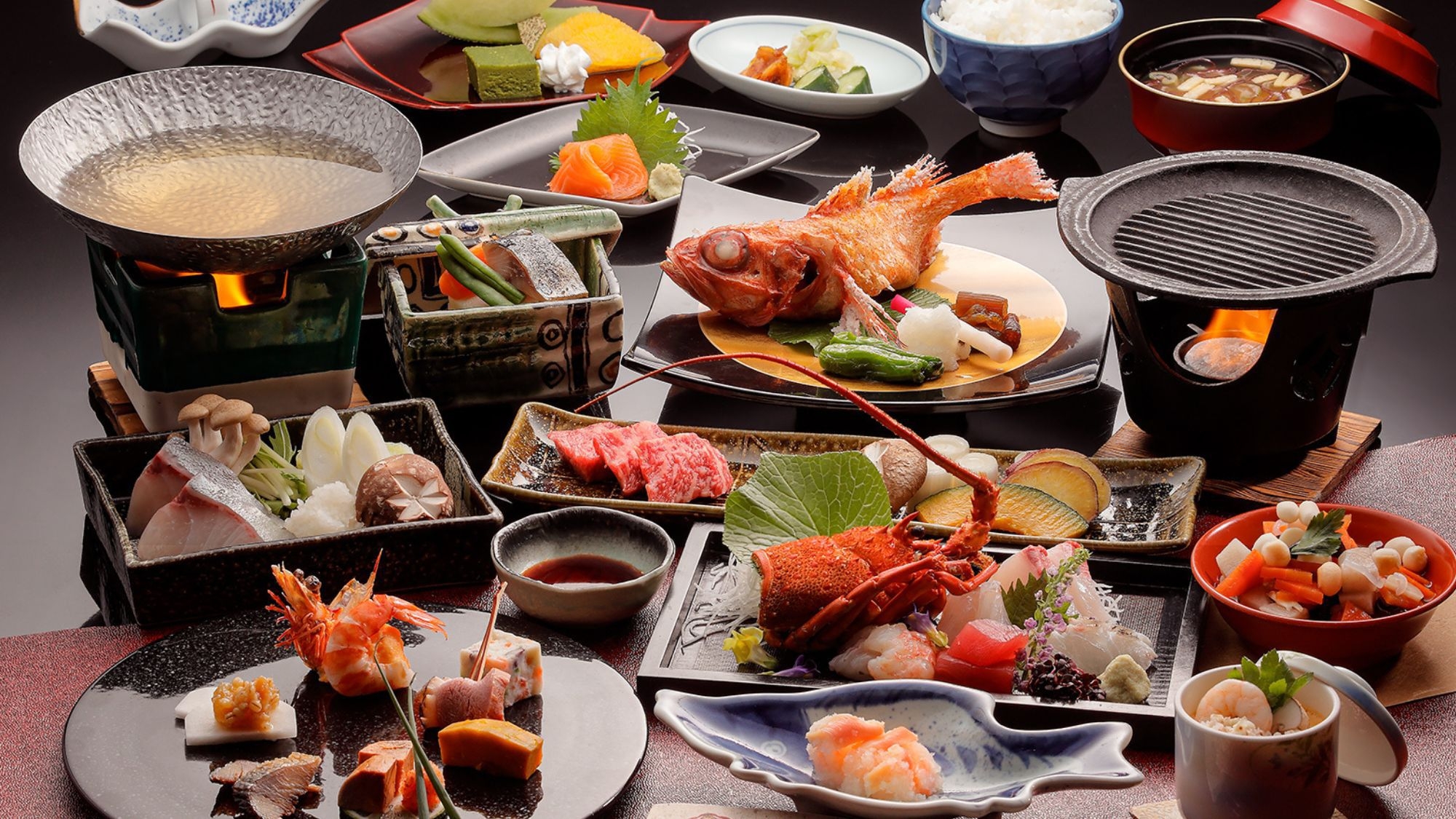 灯り彩る冬の饗宴【料理長特別会席】伊勢海老・吉次・福島牛を味わう≪個室確約≫