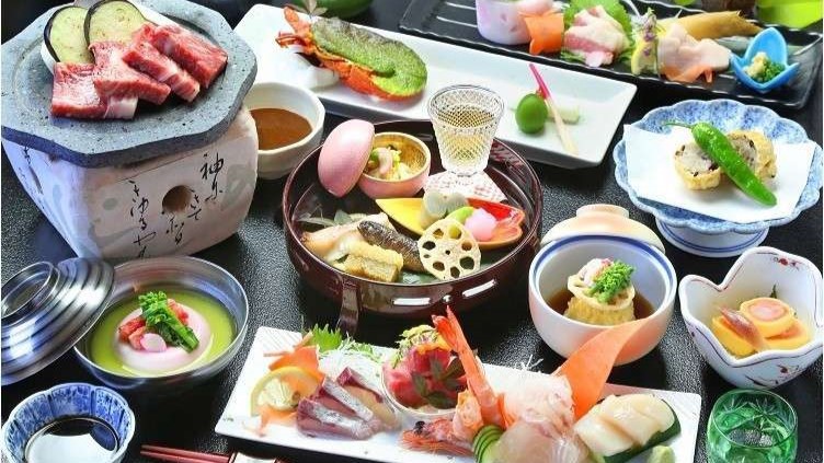 ☆当館オススメ☆ご夕食は馬刺し、黒毛和牛、イセエビも♪【五岳会席プラン】