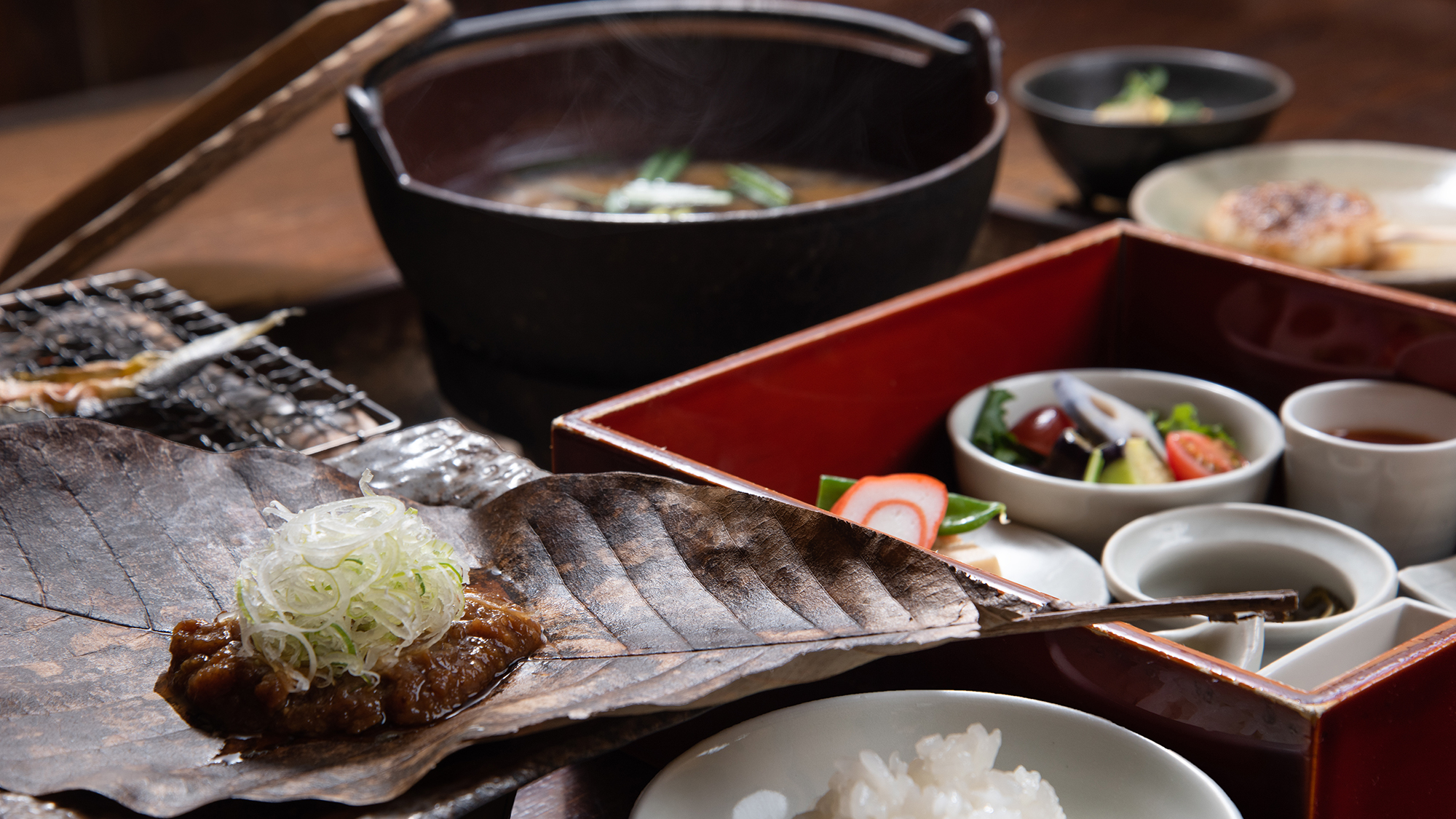 *【朝食一例】静かな朝に流れる高山の民謡と郷土食で奥飛騨に来られたことを実感いただければと思います。