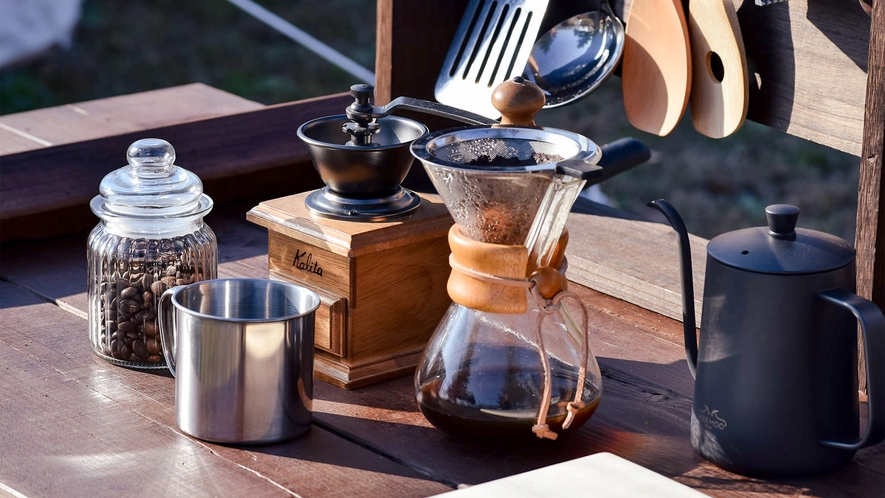 ・自然の中で自分で淹れるコーヒーは格別の味