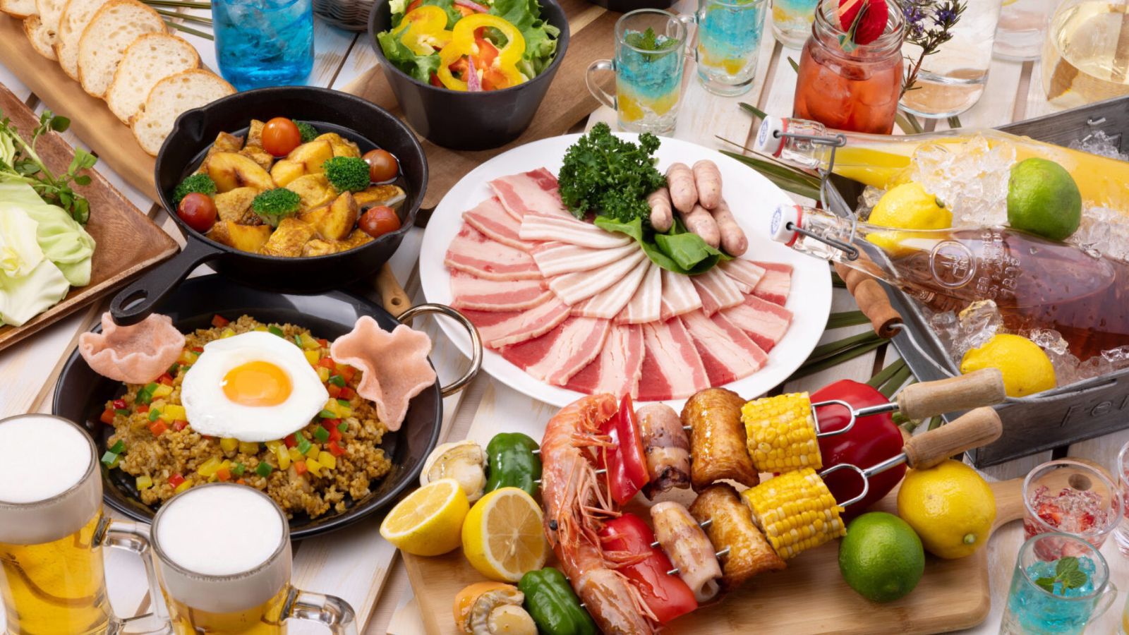 【期間限定】屋上テラスで広島の夜景を満喫！ボリューム満点な食べ放題BBQ＆90分飲み放題付きプラン