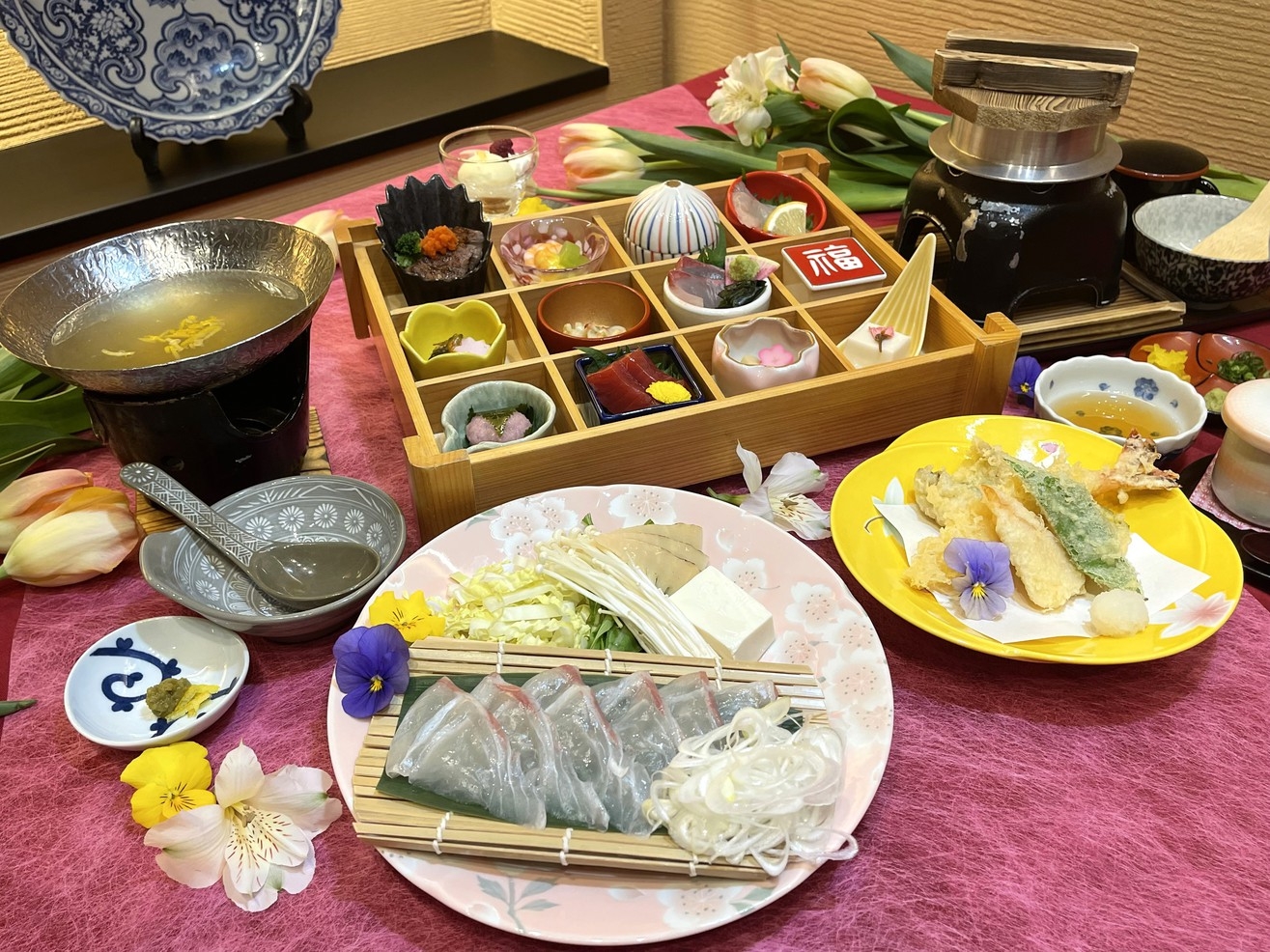 DAY【春の味覚】【貸切温泉60分】【四季彩12升＆桜鯛しゃぶ会席】10：30〜15：30客室休憩付