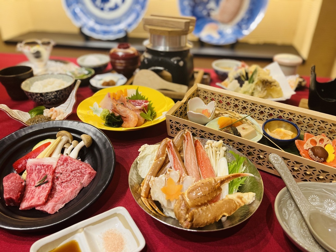 冬の味覚【2食付き】★蟹すき＆黒毛和牛陶板焼き会席と和朝食★アウト10：00 