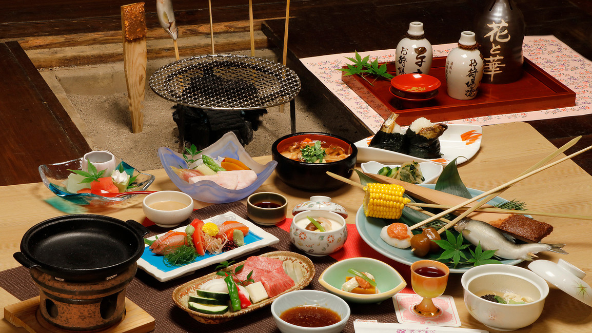 【夏味覚】とちぎ和牛サーロインの陶板焼と涼を感じる囲炉裏で味わう地産地消「平家お狩場焼」プラン