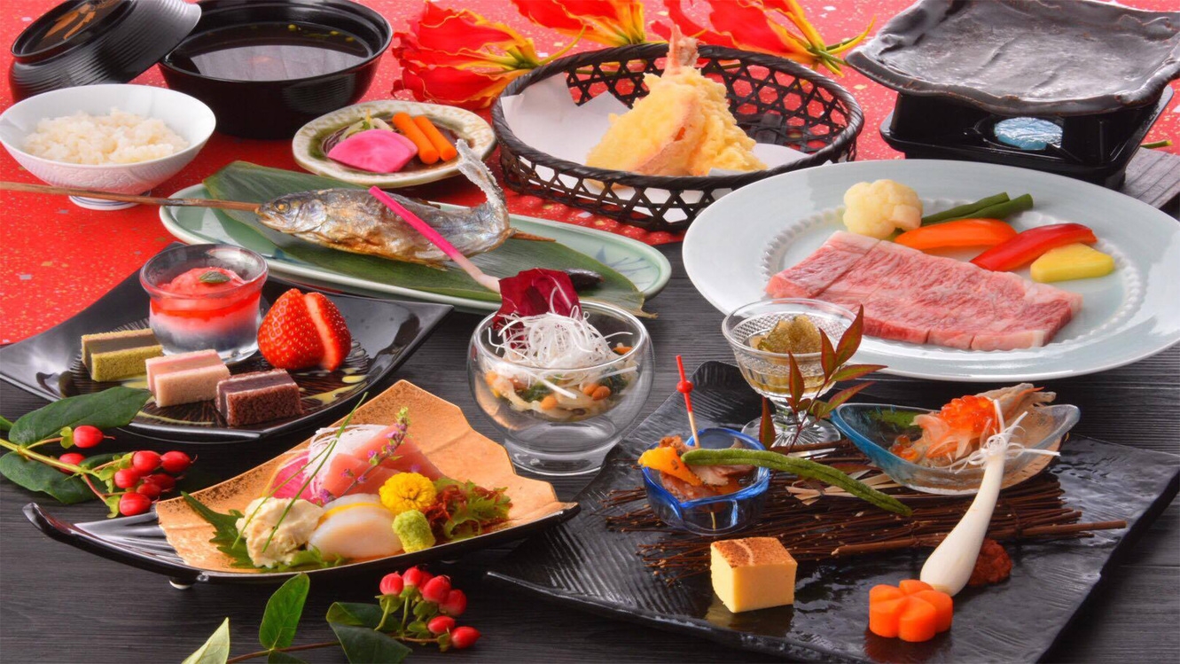 ★Ａ5とちぎ和牛ステーキ100g会席★目の前でジュージュー陶板焼きでアツアツを！