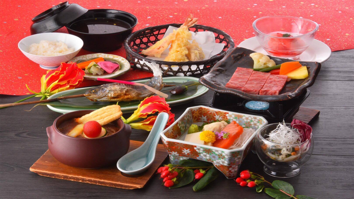 とちぎ和牛ステーキ50g陶板焼き　+　特製和デミのビーフシチュー付き会席