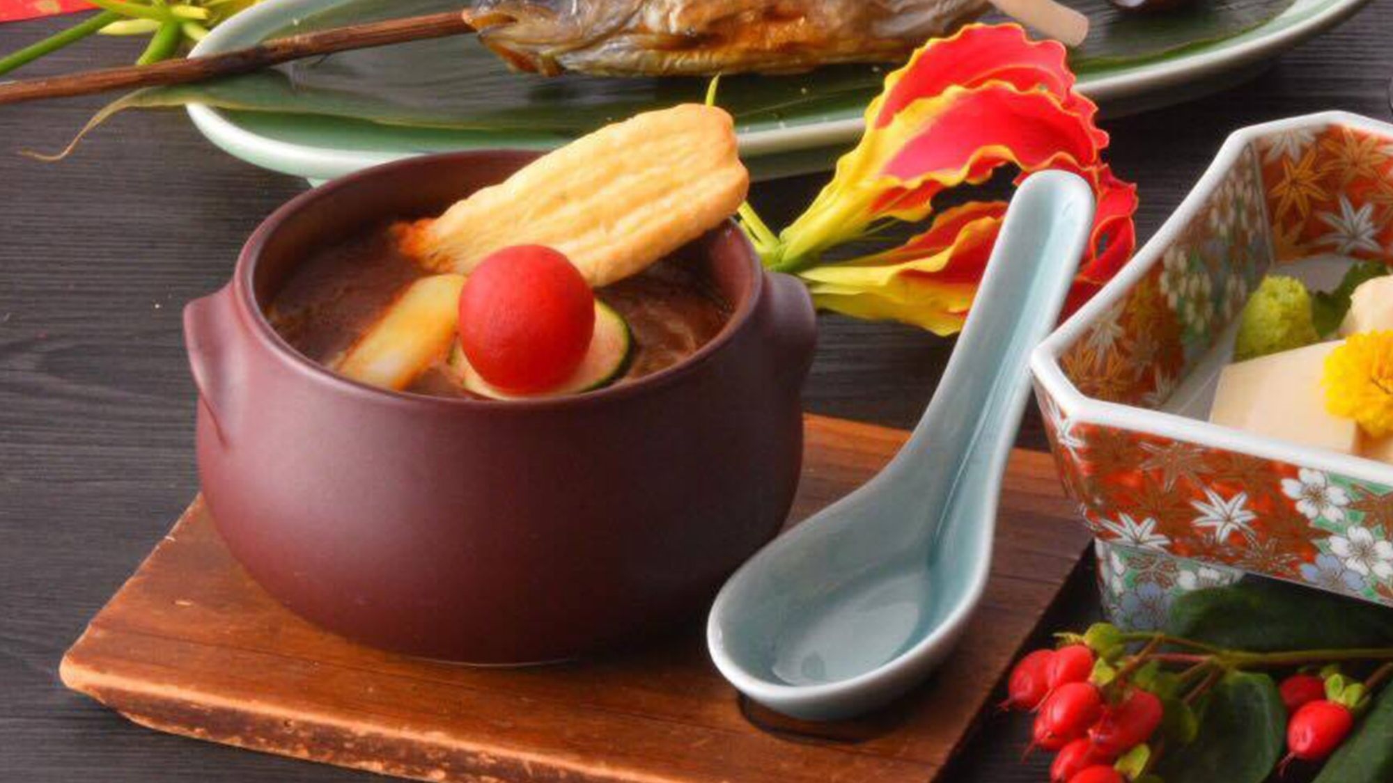 とちぎ和牛ステーキ50g陶板焼き　+　特製和デミのビーフシチュー付き会席