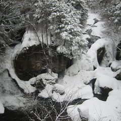 冬は滝も凍ります。竜頭の滝