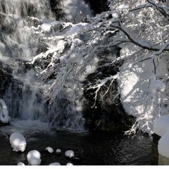 冬の湯滝。きりっとしたマイナスイオンを感じます