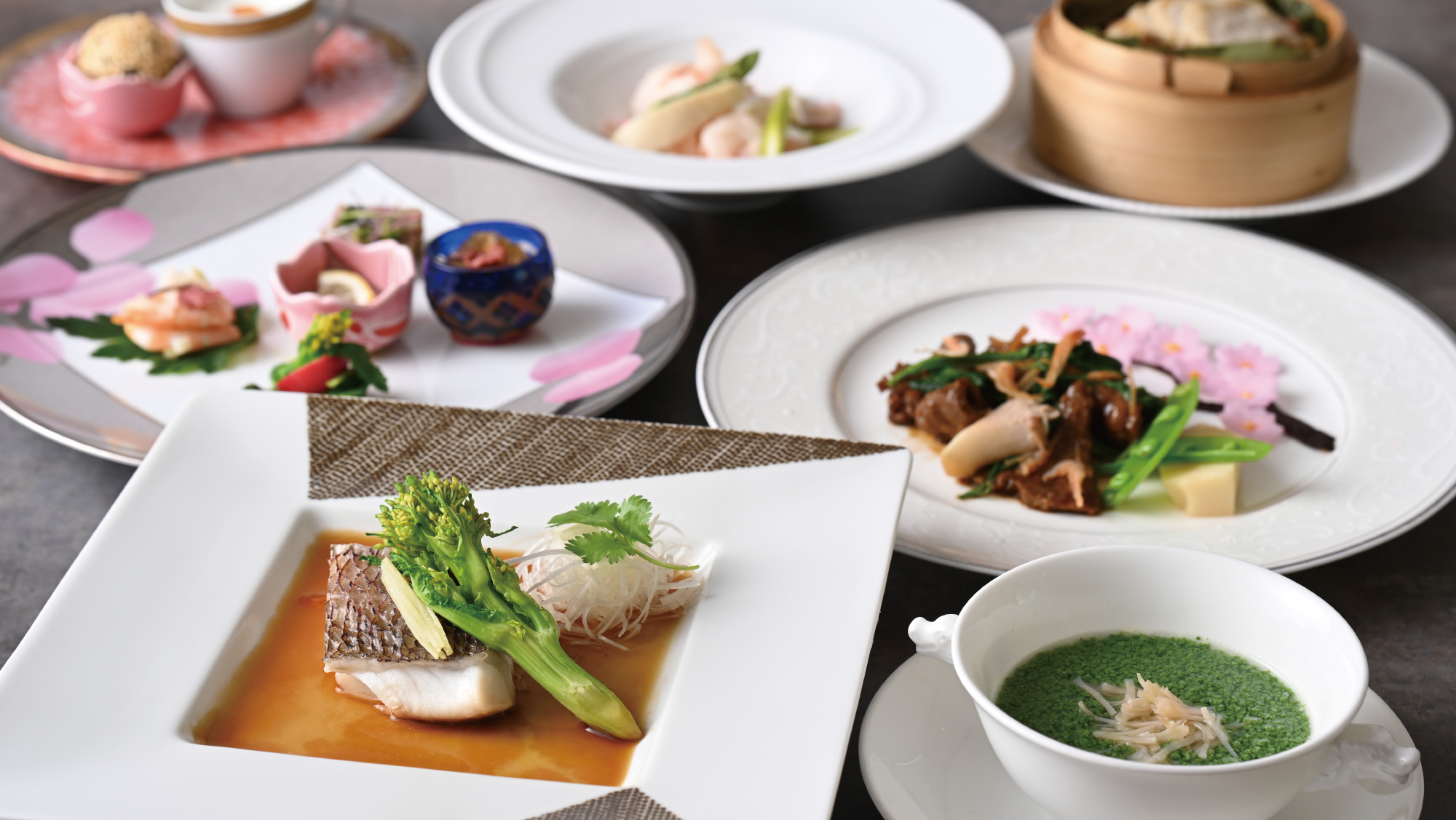 広島くれぇ海老･ひろしまﾊｰﾌﾞ鶏など県産食材や、旬の真鯛を楽しむ中ｺｰｽ【2026年春Basic】