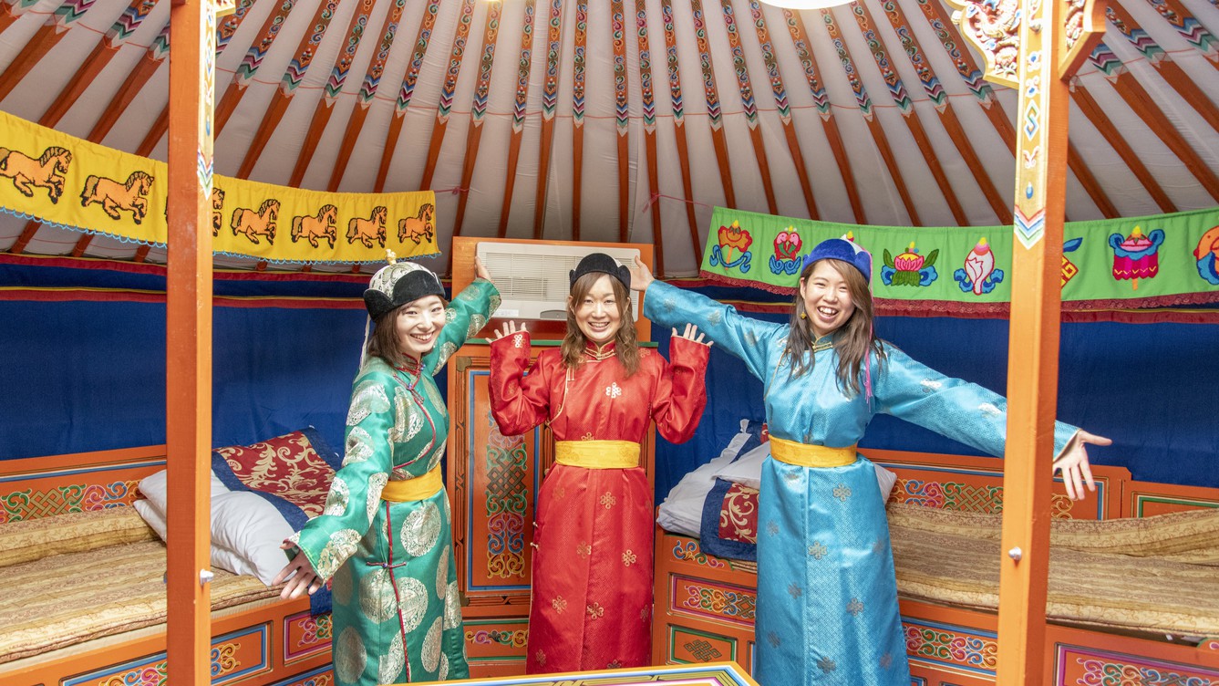 【平日・ 3ゲル限定】那須高原でモンゴル体験♪那須黒毛和牛BBQや自家源泉露天風呂もおススメ！