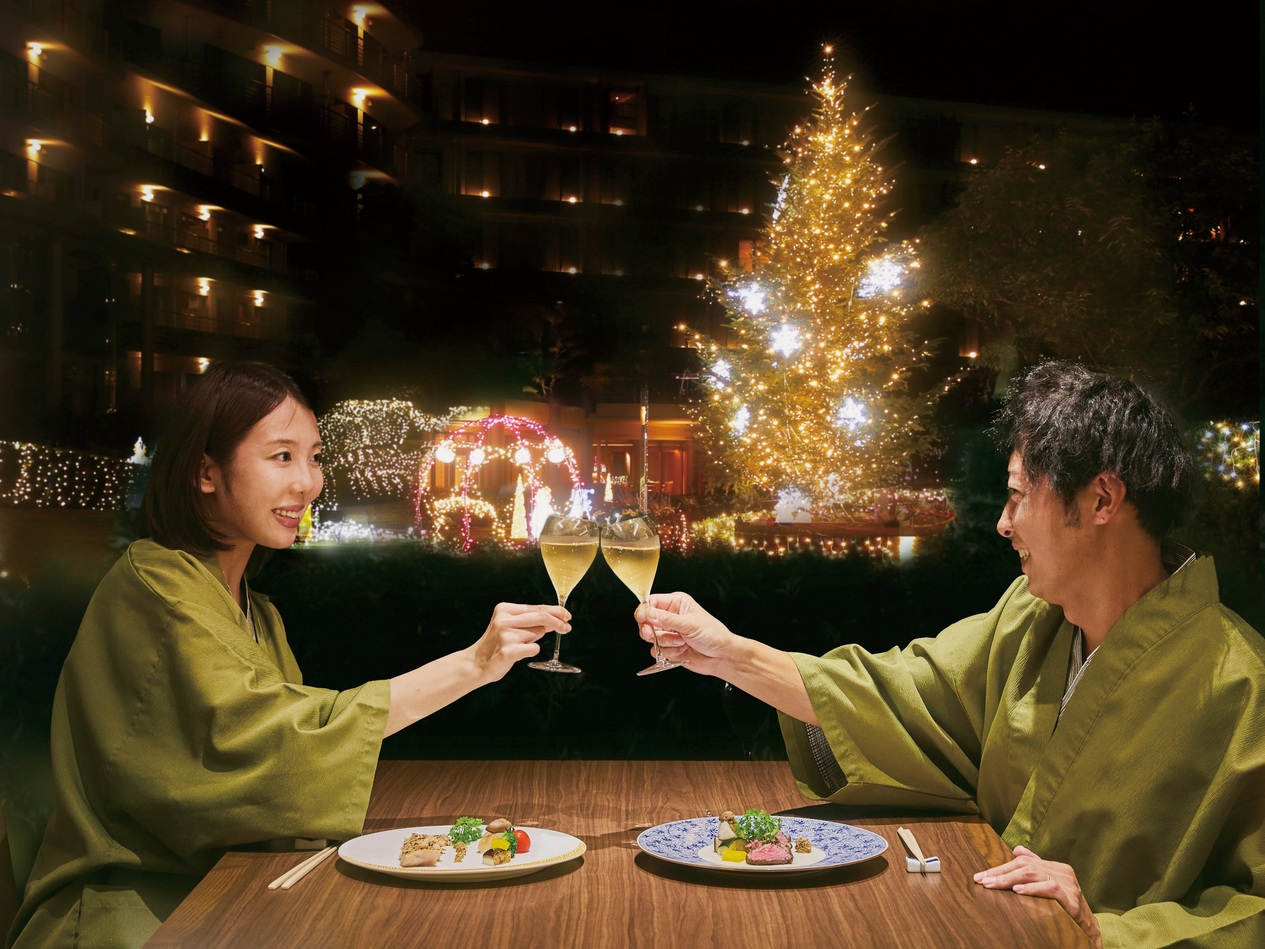 【Xmas期間限定】煌めくアミューズ「見つめ合う観覧車」から始まる特別ディナー｜カップルステイ