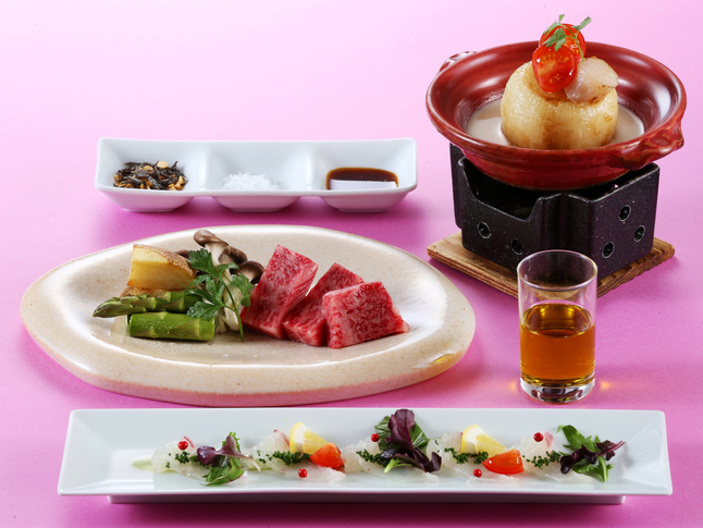 【和洋両方が愉しめる和洋会席】黒毛和牛陶板焼きと季節のカルパッチョ 