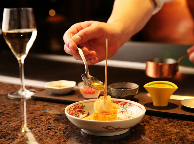 【ご夕食時間17：45】ダイニング時分時｜音や香りも愉めるライブ感溢れる本格串揚げコース